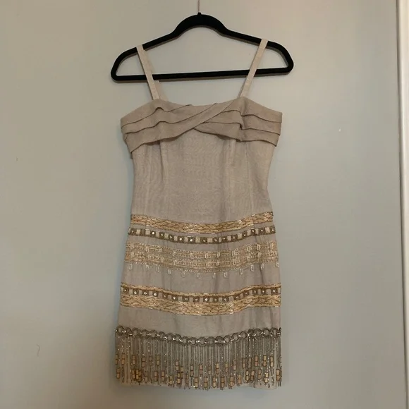 Nanette Lepore boho Beaded Linen mini dress - Picture 2 of 5